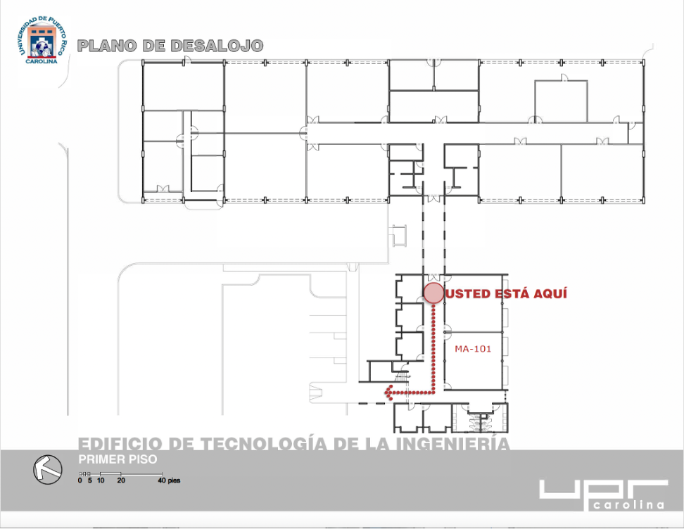 Diagrama de evacuación del salón